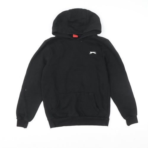 Slazenger Boys Black Pullover Hoodie 13 Years Cotton Blend Casual