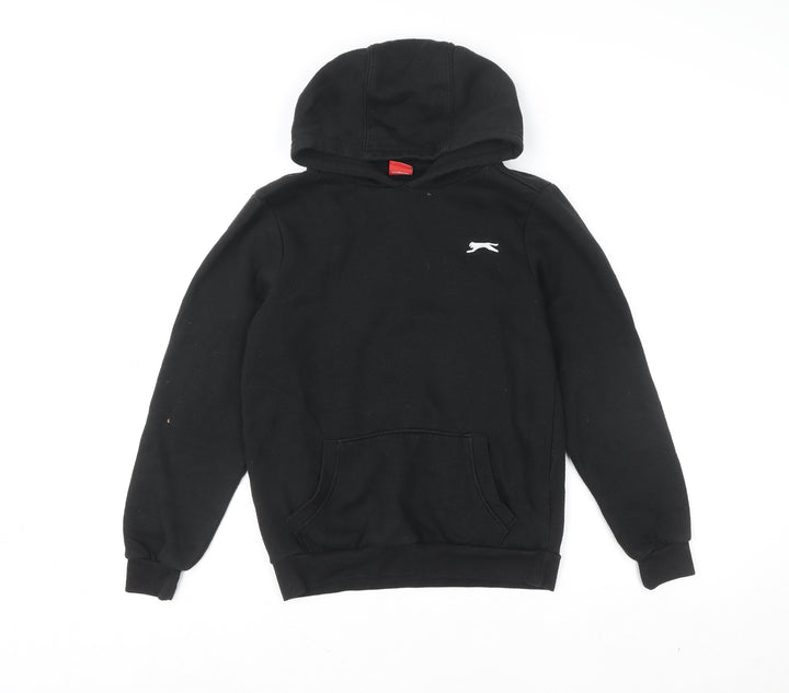 Slazenger Boys Black Pullover Hoodie 13 Years Cotton Blend Casual