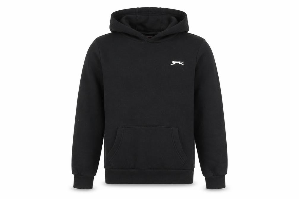 Front view of Slazenger boys’ black pullover hoodie 13 years cotton blend casual