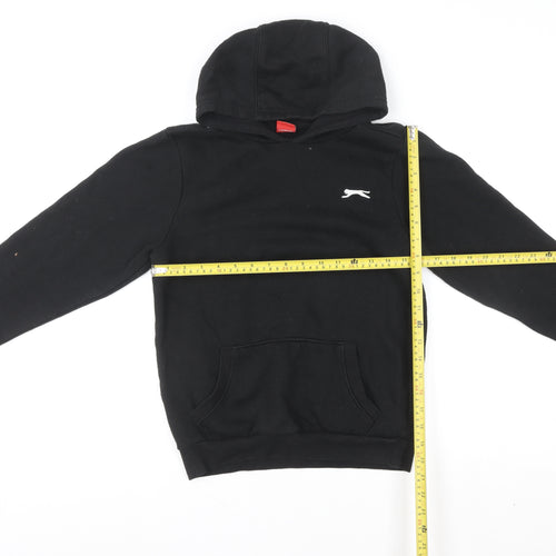 Slazenger Boys Black Pullover Hoodie 13 Years Cotton Blend Casual