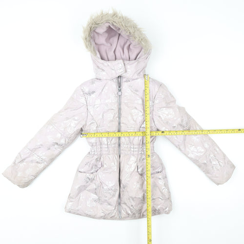 Disney Frozen Girls Pink Hooded Puffer Coat 7-8 Years Winter Jacket