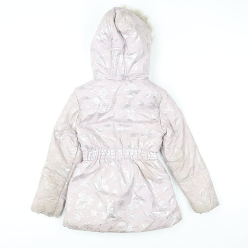 Disney Frozen Girls Pink Hooded Puffer Coat 7-8 Years Winter Jacket