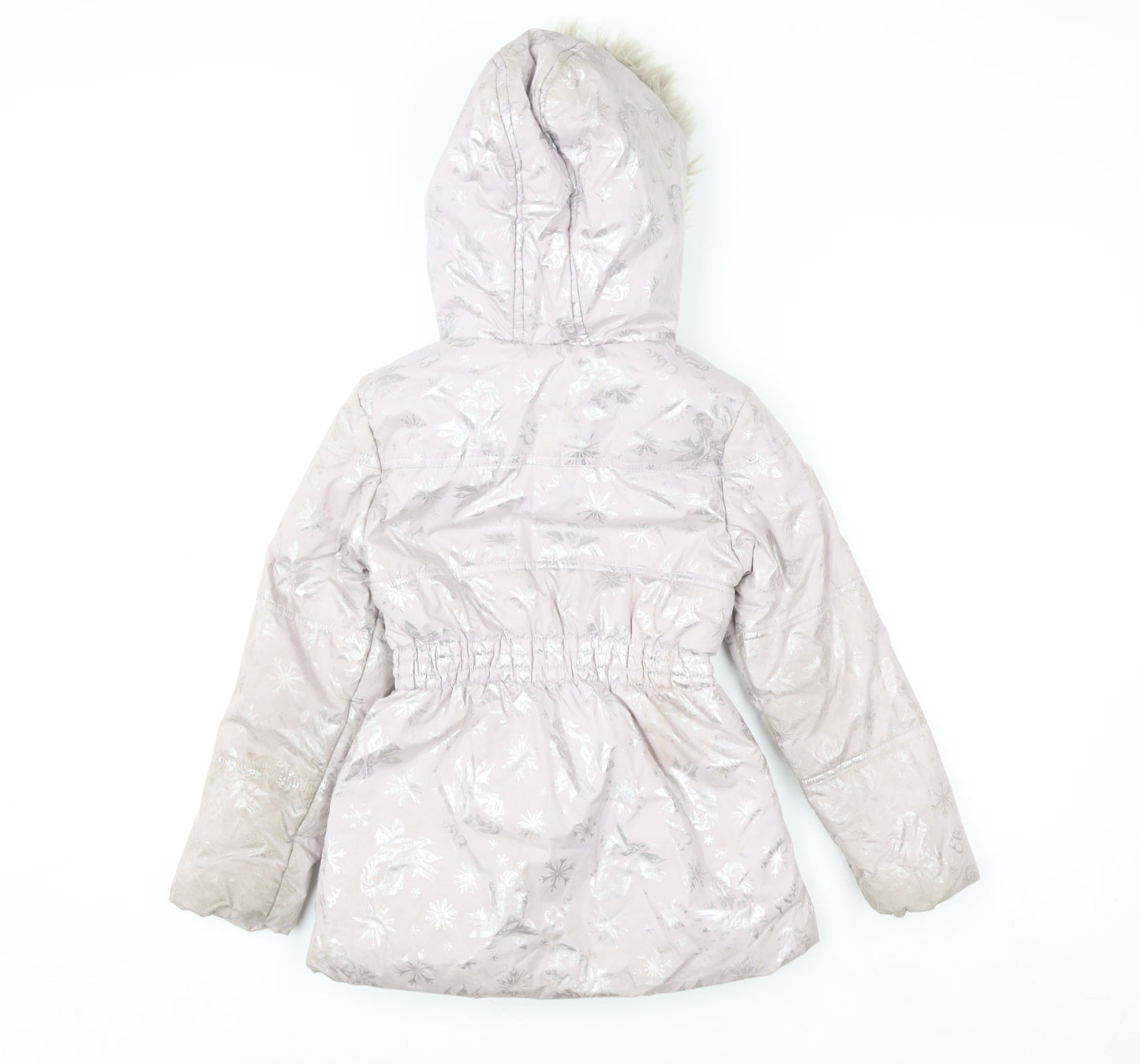 Disney Frozen Girls Pink Hooded Puffer Coat 7-8 Years Winter Jacket