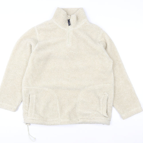 Joie de Vivre Womens Beige 1/2 Zip Fleece Pullover Sweatshirt Size S