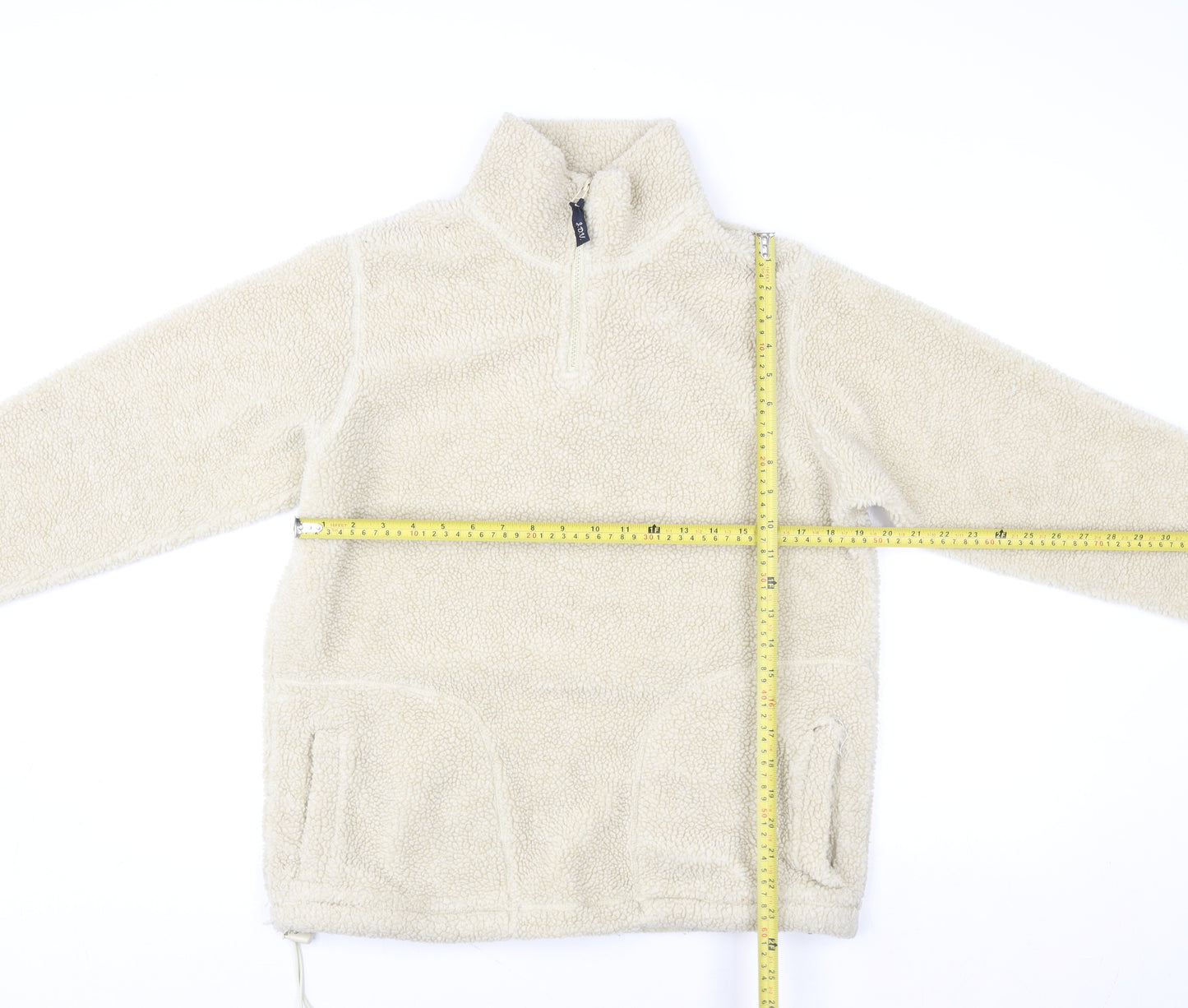 Joie de Vivre Womens Beige 1/2 Zip Fleece Pullover Sweatshirt Size S