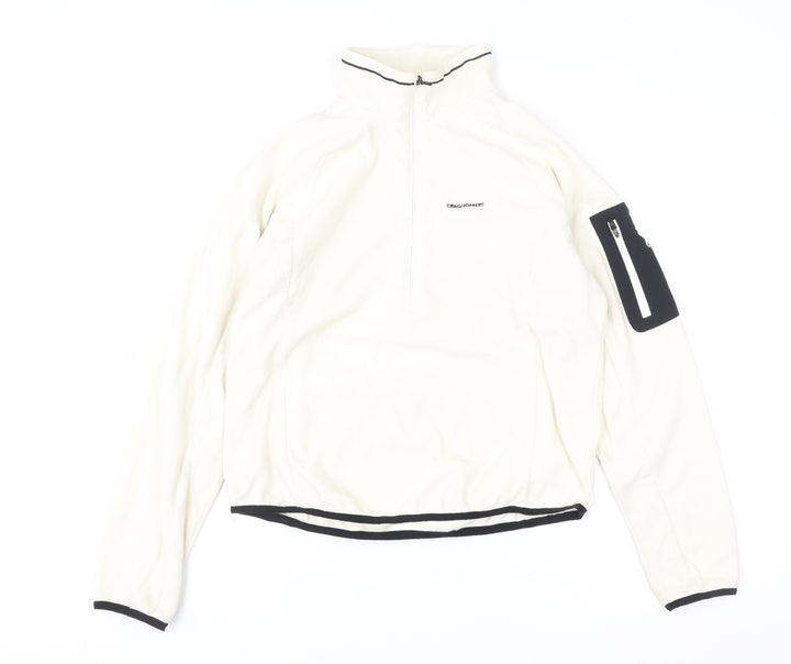 Craghoppers Women Ivory Fleece Pullover Sweatshirt UK 12 1/2 Zip Outdoor