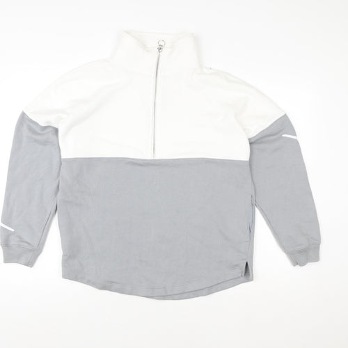 Victoria's Secret PINK Womens Grey White 1/4 Zip Pullover Sweatshirt Size M