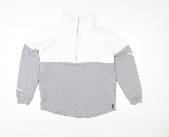 Victoria's Secret PINK Womens Grey White 1/4 Zip Pullover Sweatshirt Size M