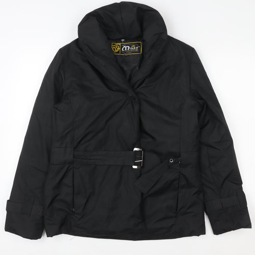 Missy by Ricco Toscani Womens Black Belted Mid-Length Jacket Size S