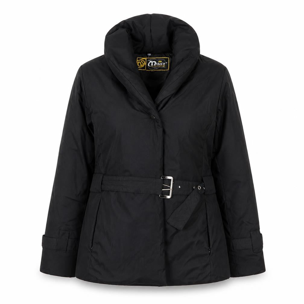 Missy by Ricco Toscani Womens Black Belted Mid-Length Jacket Size S