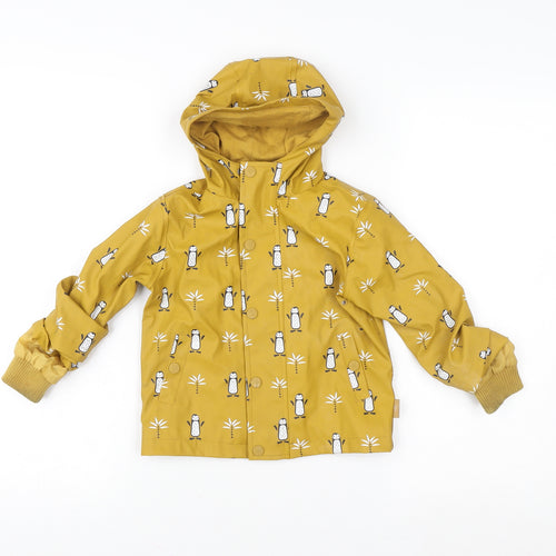 Fresk Unisex Baby Yellow Penguin Print Hooded Waterproof Rain Jacket 18-24M