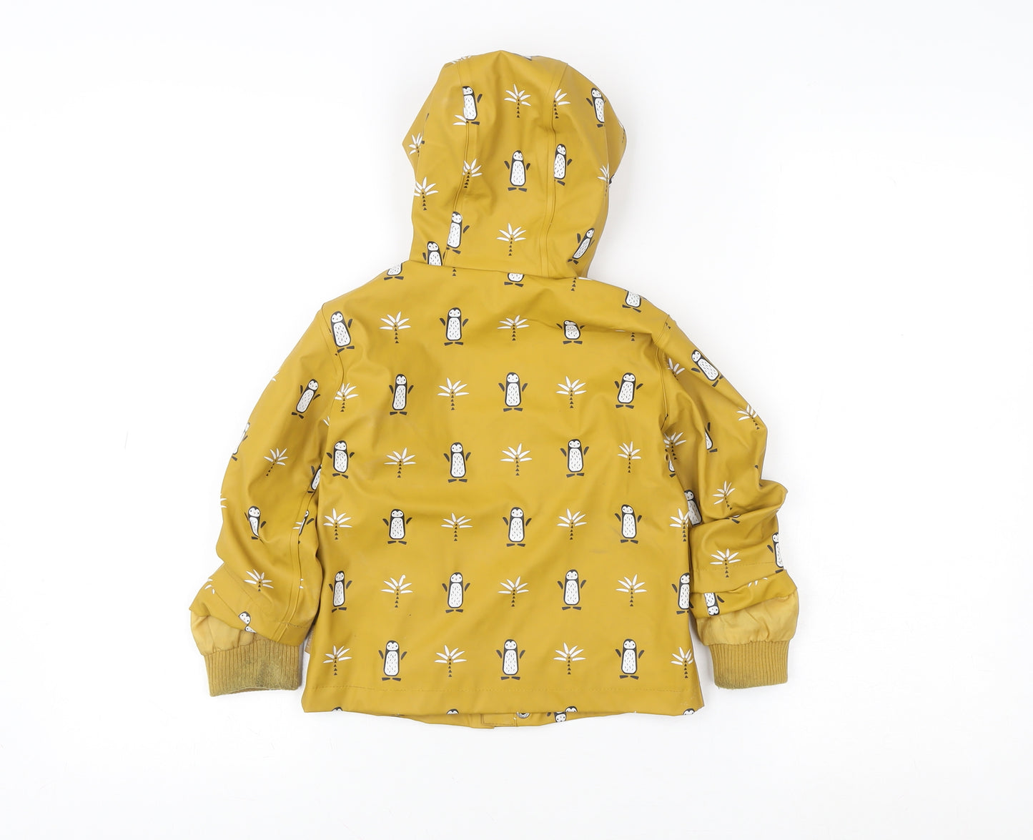 Fresk Unisex Baby Yellow Penguin Print Hooded Waterproof Rain Jacket 18-24M