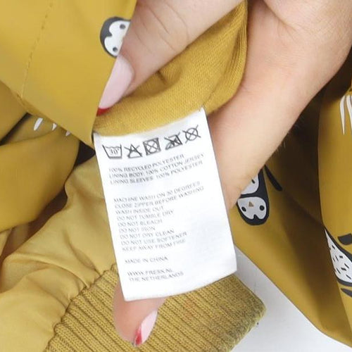 Fresk Unisex Baby Yellow Penguin Print Hooded Waterproof Rain Jacket 18-24M