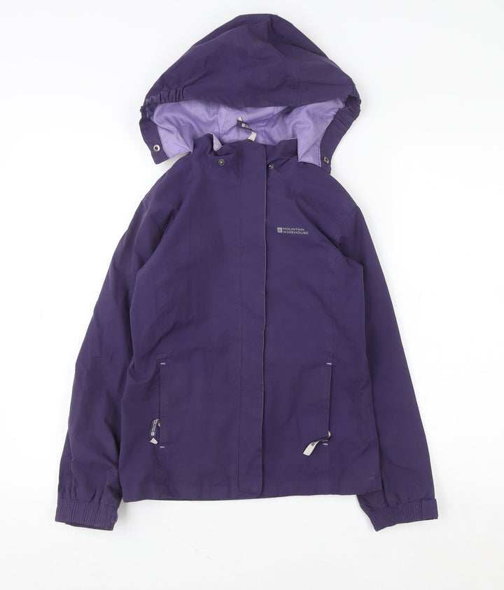 Mountain Warehouse Teens Purple Waterproof Hooded Rain Jacket Size 8