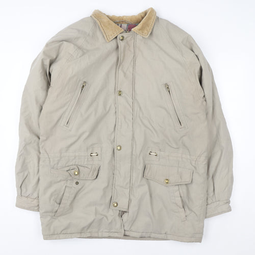 Weather Watcher Men's Beige L Parka Jacket Cord Collar Outdoor