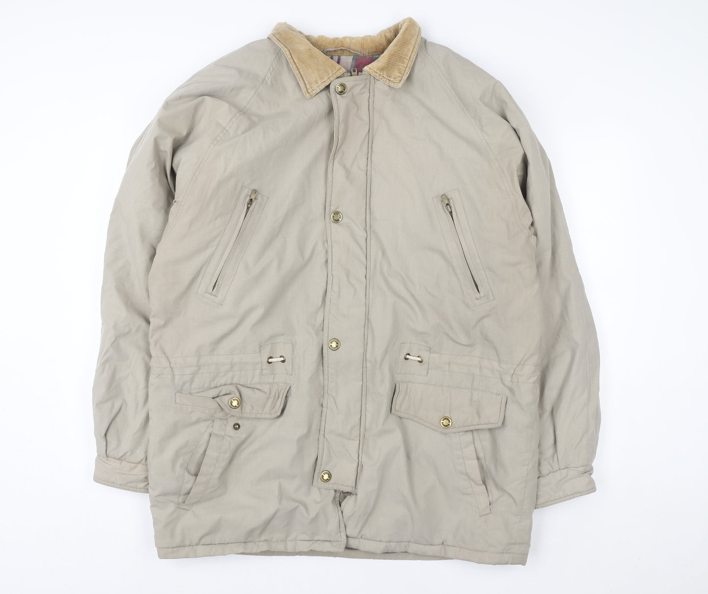 Weather Watcher Men's Beige L Parka Jacket Cord Collar Outdoor