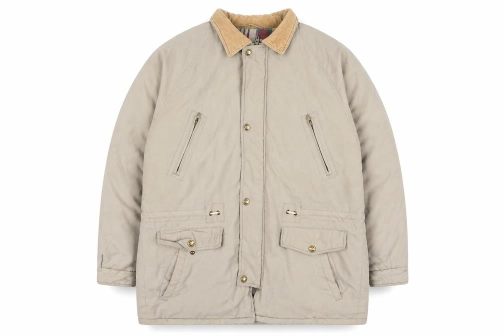 Weather Watcher Men's Beige L Parka Jacket Cord Collar Outdoor