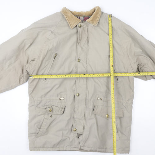 Weather Watcher Men's Beige L Parka Jacket Cord Collar Outdoor