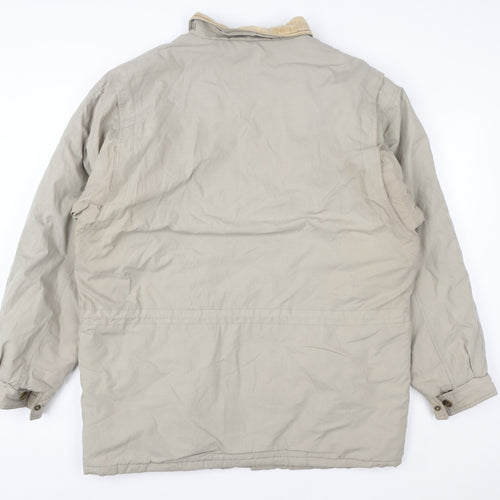 Weather Watcher Men's Beige L Parka Jacket Cord Collar Outdoor
