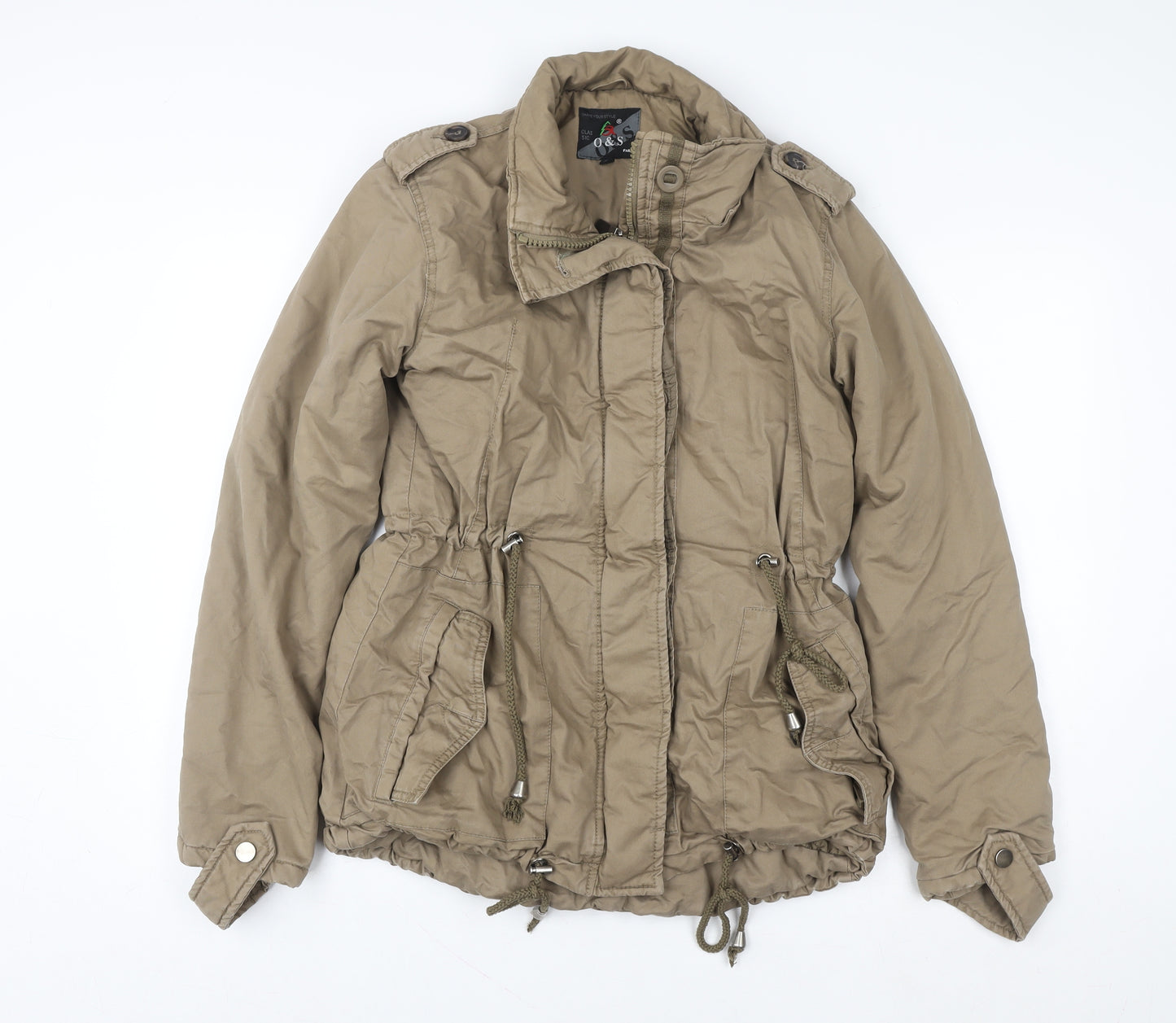O&S Paris Women's Beige Cotton Blend Parka Jacket M