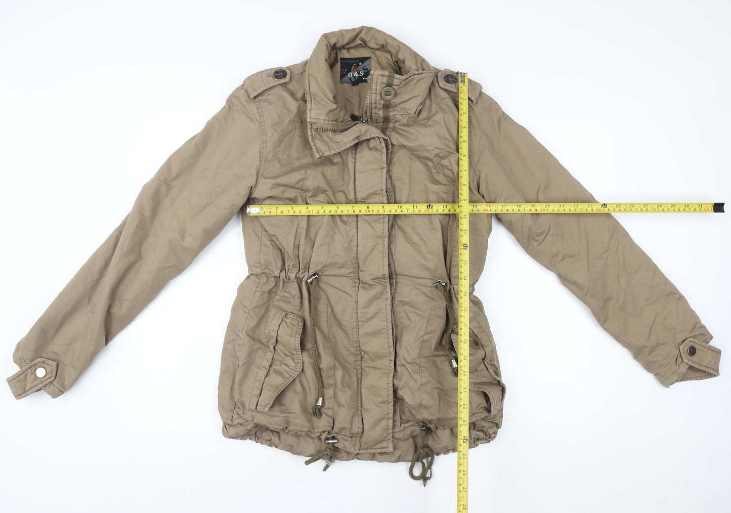 O&S Paris Women's Beige Cotton Blend Parka Jacket M