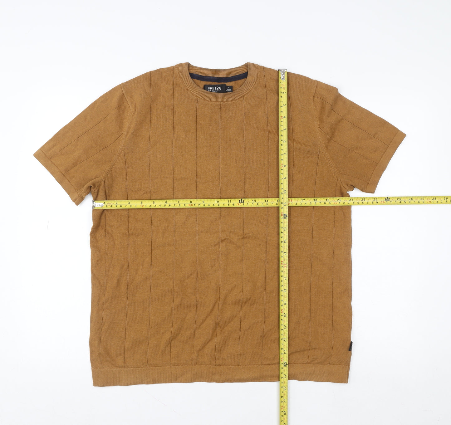 Burton Menswear Brown Crew Neck Cotton Knit Men's L T-Shirt