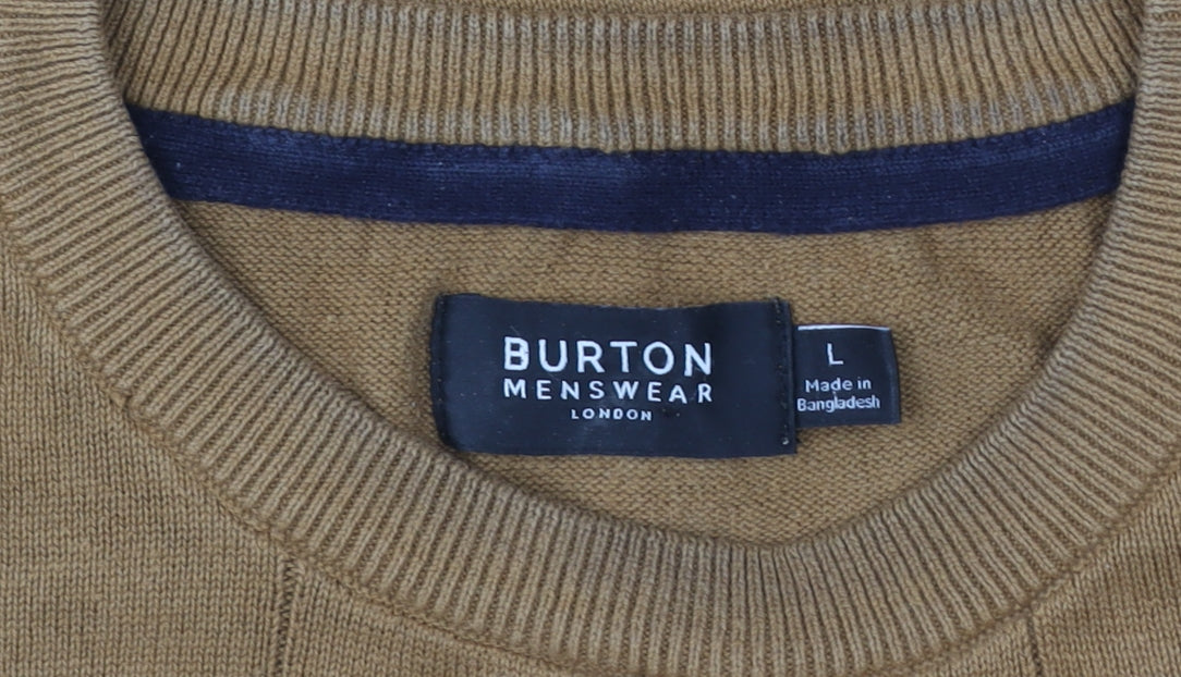 Burton Menswear Brown Crew Neck Cotton Knit Men's L T-Shirt