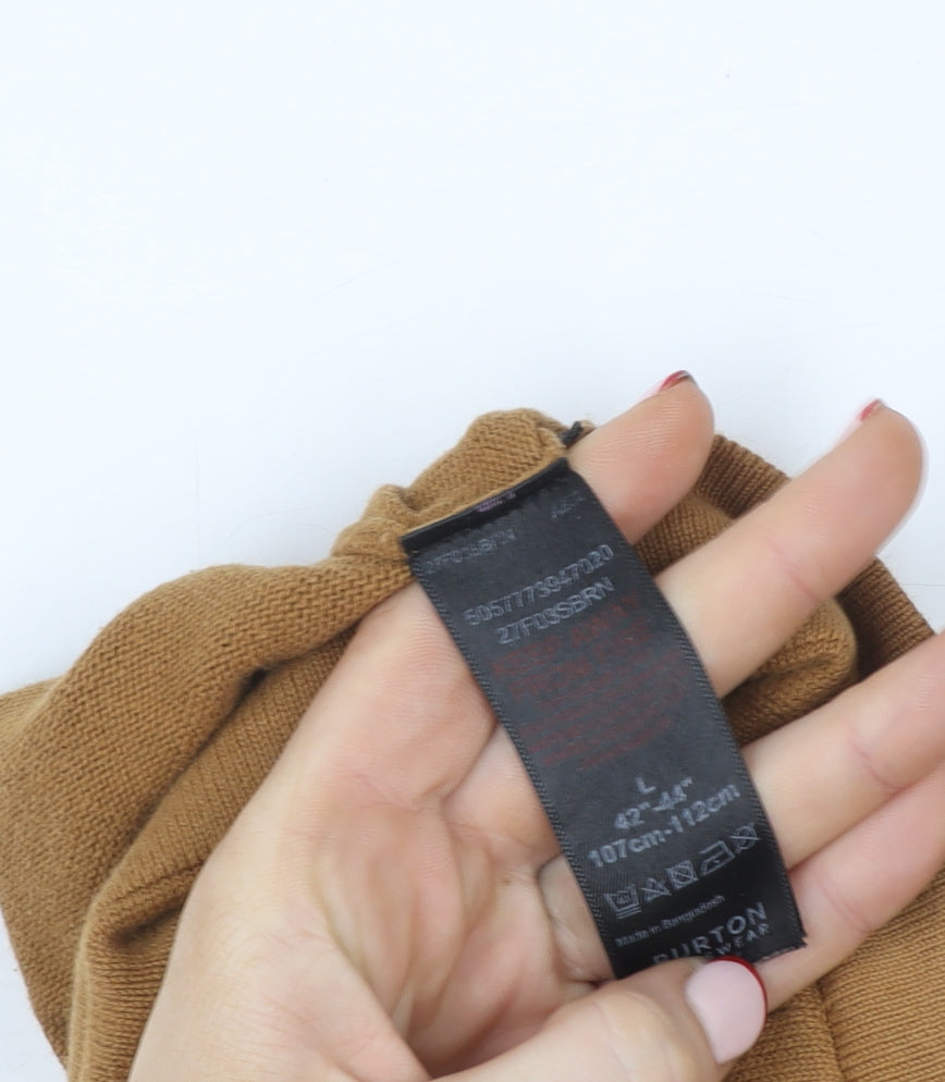 Burton Menswear Brown Crew Neck Cotton Knit Men's L T-Shirt