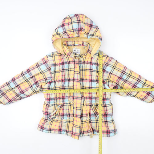 Next Girls Multicoloured Checked Hooded Puffer Jacket 5-6 Years