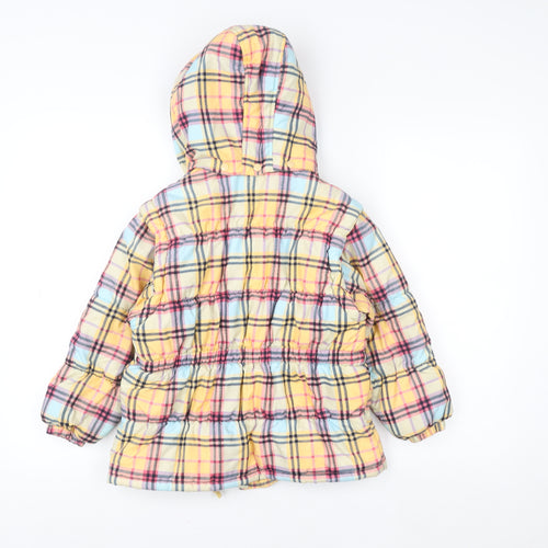 Next Girls Multicoloured Checked Hooded Puffer Jacket 5-6 Years