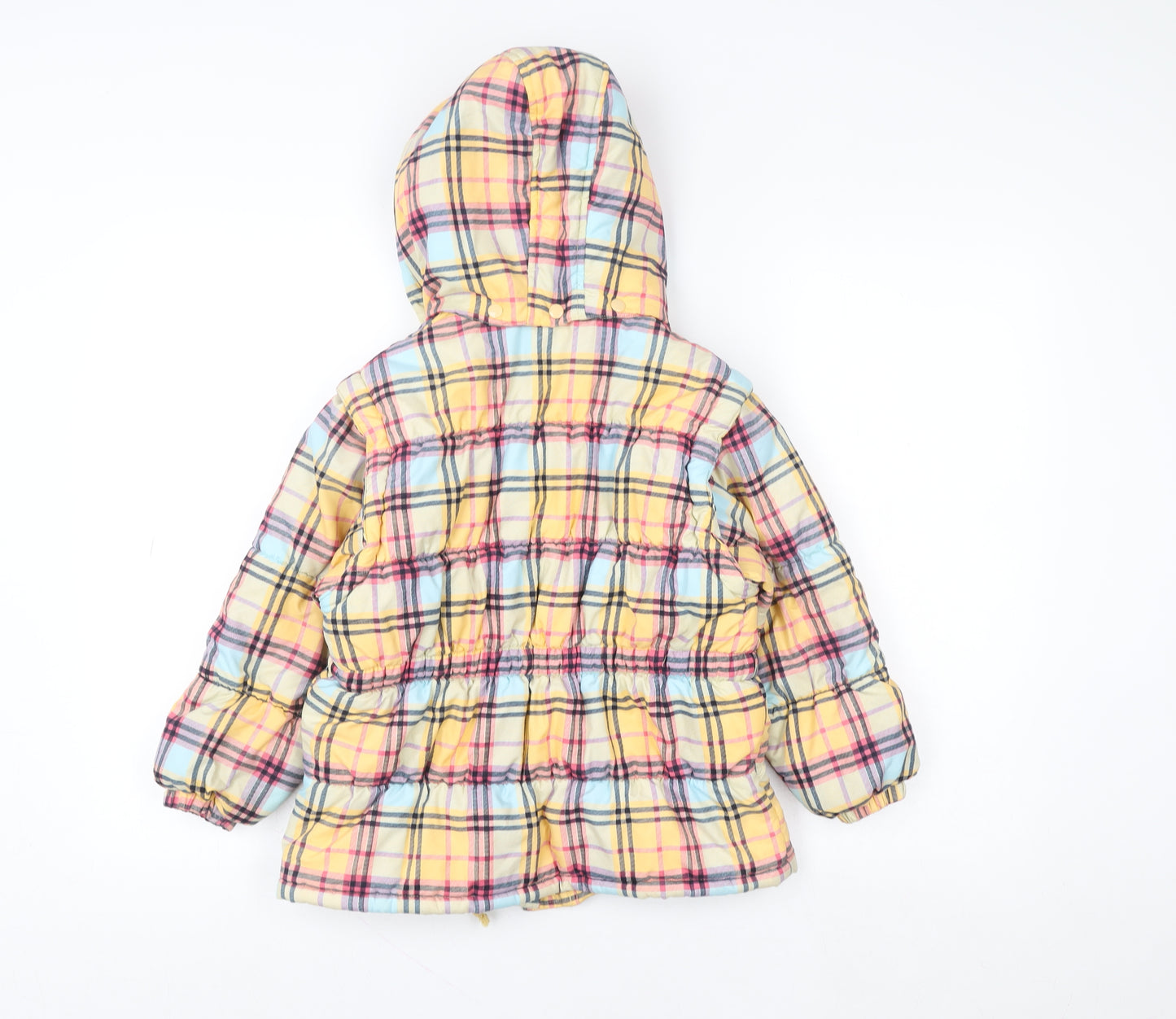 Next Girls Multicoloured Checked Hooded Puffer Jacket 5-6 Years