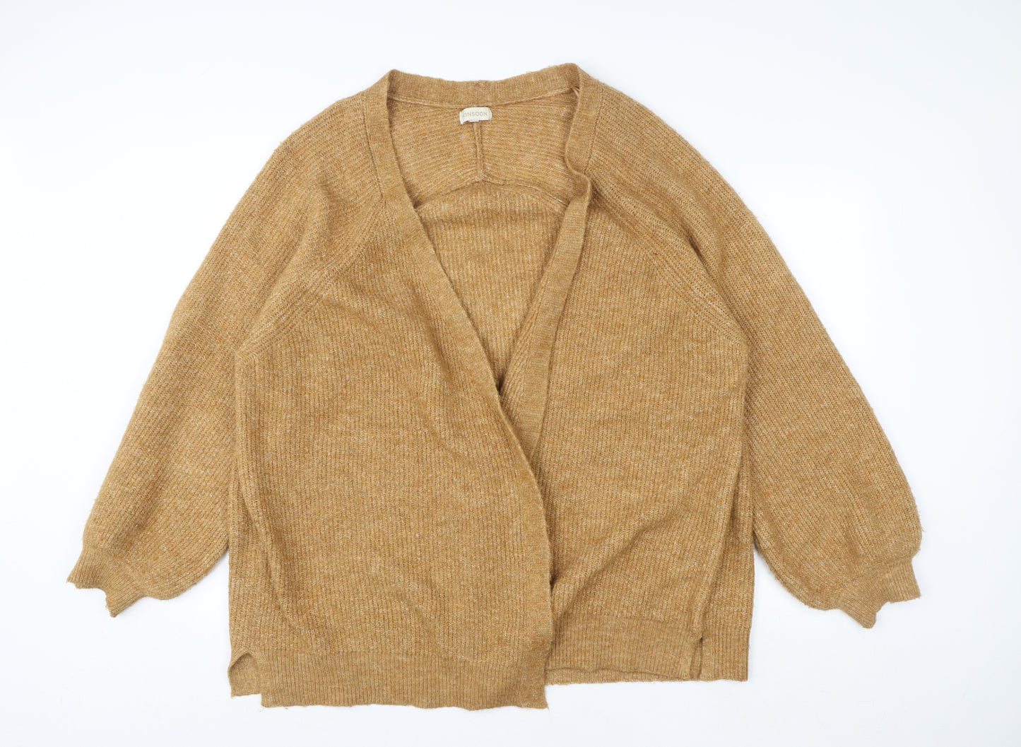 Monsoon Women’s Brown Knit Coatigan XL Relaxed Fit Open Front