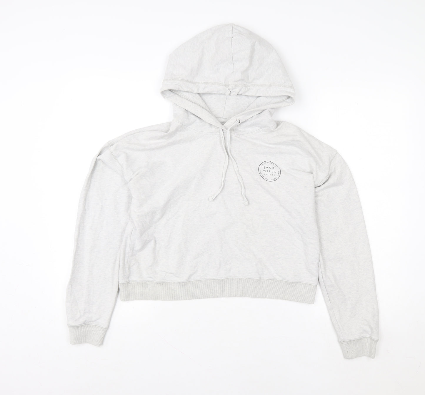 Jack Wills Women’s Grey Pullover Hoodie Size 10 Logo Print Casual
