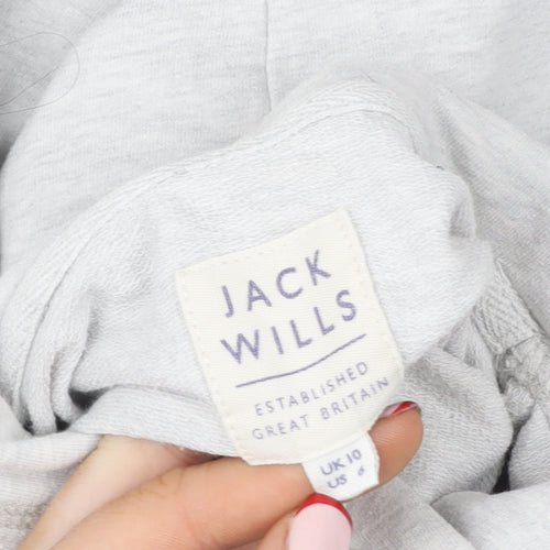 Jack Wills Women’s Grey Pullover Hoodie Size 10 Logo Print Casual