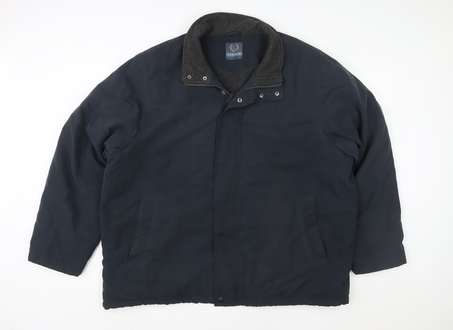 Lincoln Mens Blue 2XL Winter Lined Zip Button Softshell Jacket