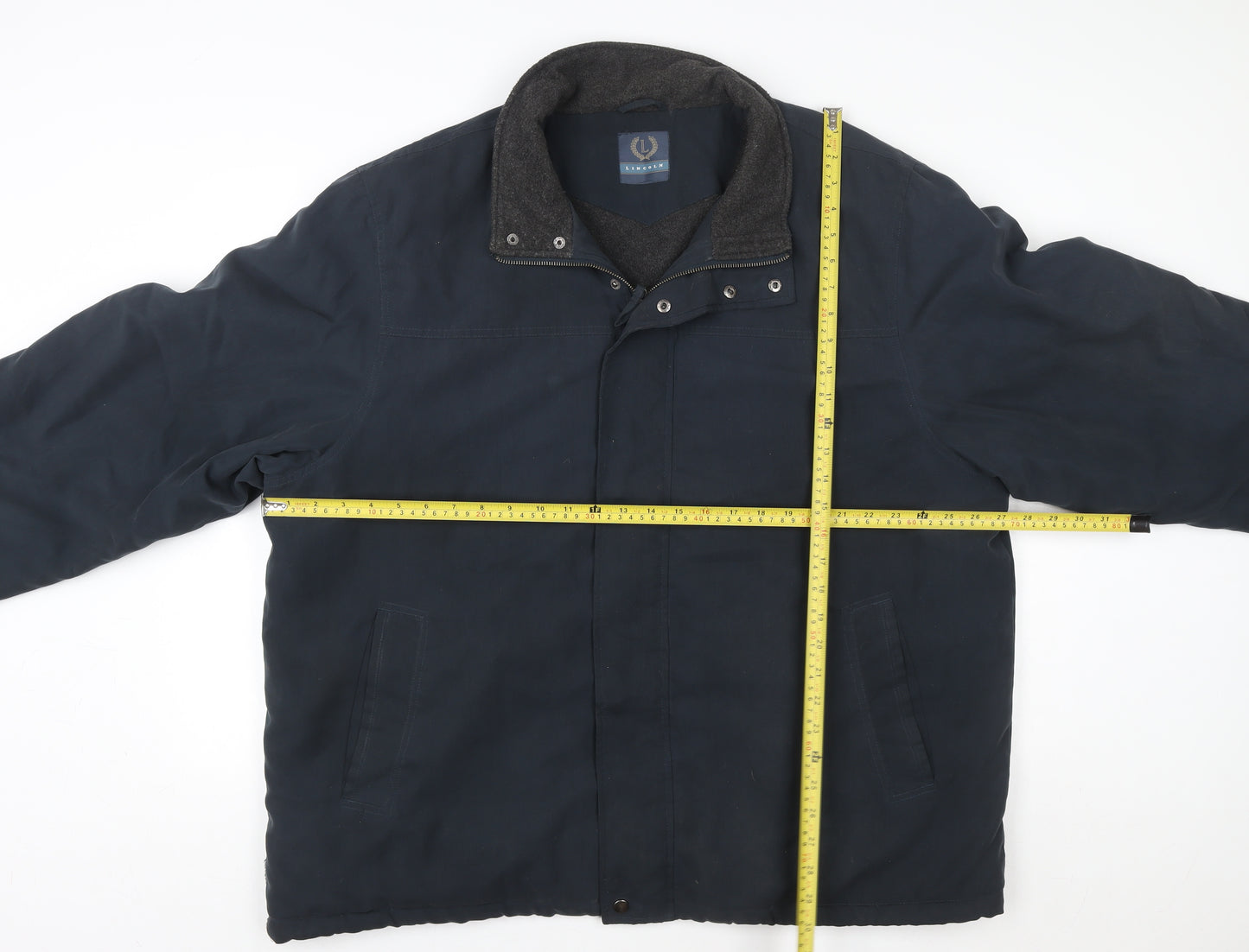 Lincoln Mens Blue 2XL Winter Lined Zip Button Softshell Jacket