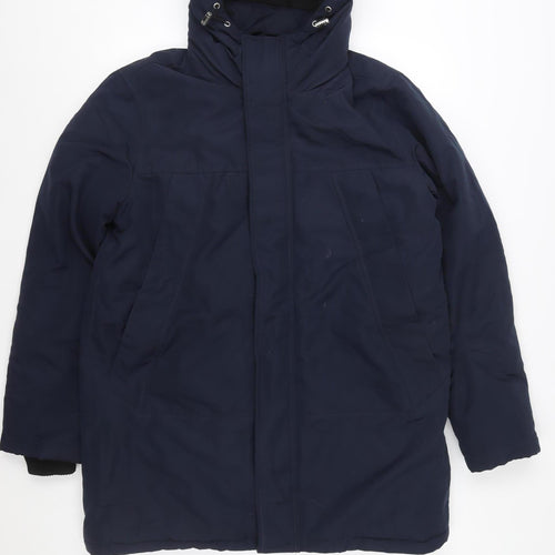 Primark Women's Blue Hooded Parka Jacket M Thermal Shower Resistant