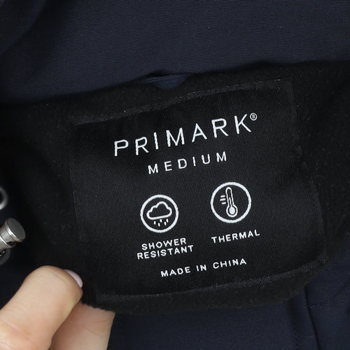 Primark Women's Blue Hooded Parka Jacket M Thermal Shower Resistant
