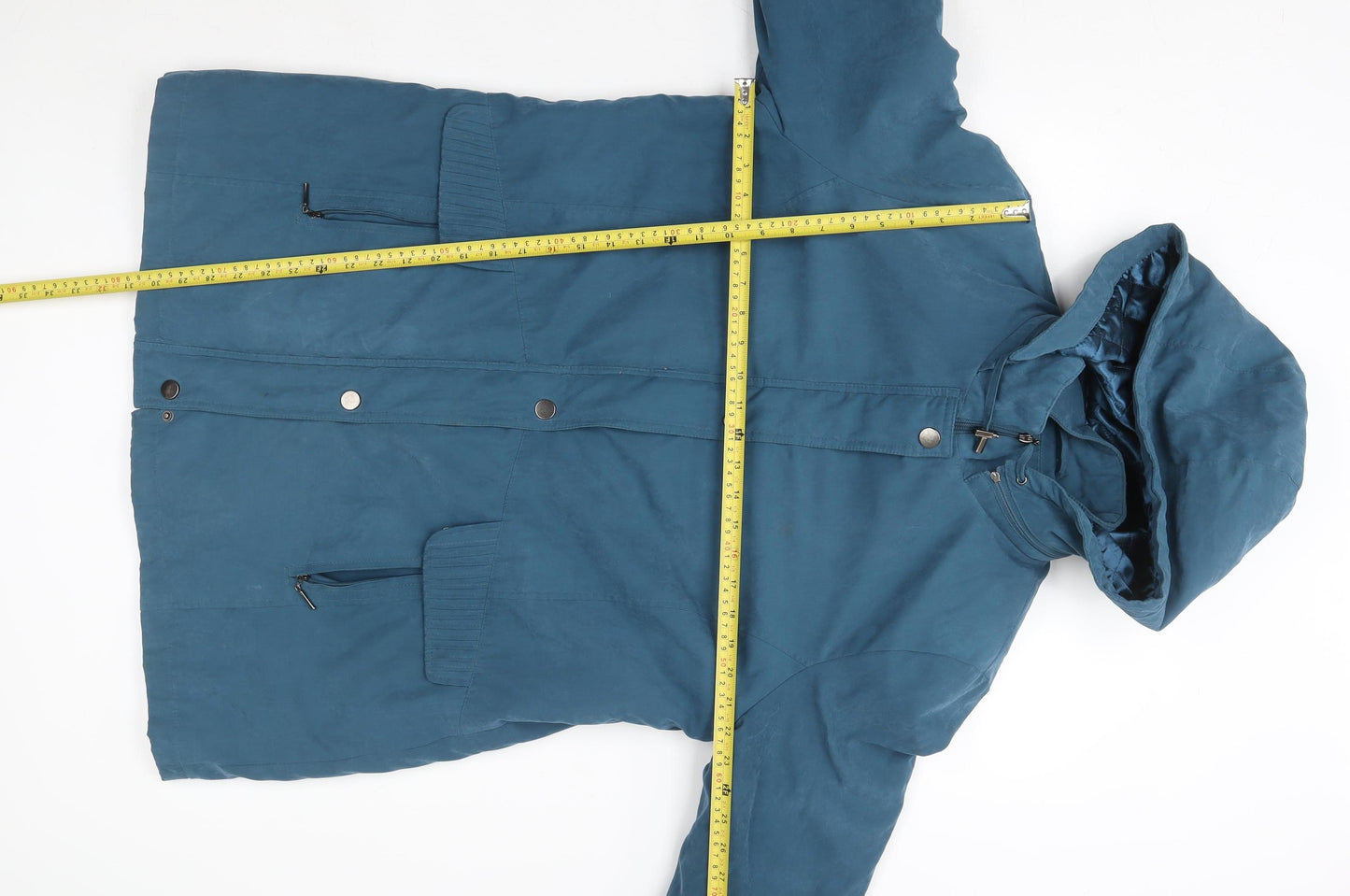 Bm Women Blue Hooded Parka Jacket Size M Lined Mid-Length Coat