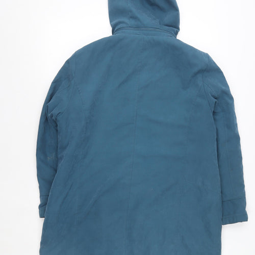 Bm Women Blue Hooded Parka Jacket Size M Lined Mid-Length Coat