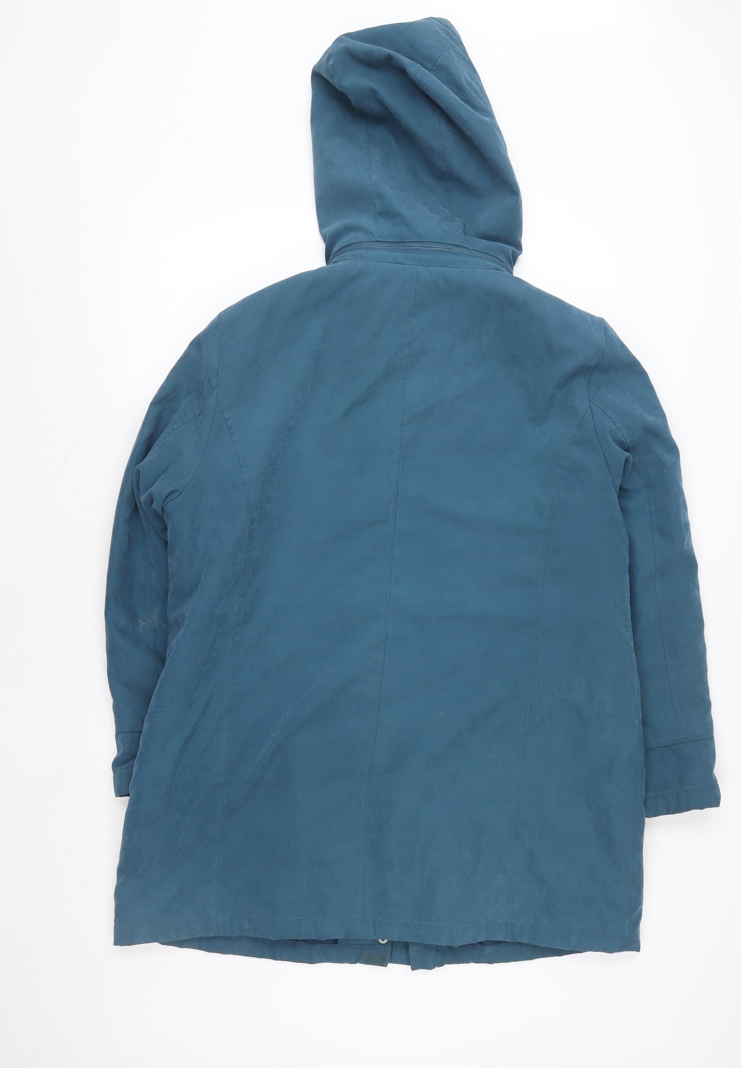 Bm Women Blue Hooded Parka Jacket Size M Lined Mid-Length Coat