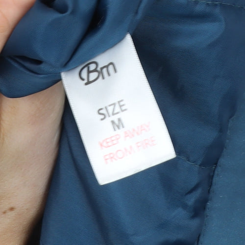 Bm Women Blue Hooded Parka Jacket Size M Lined Mid-Length Coat