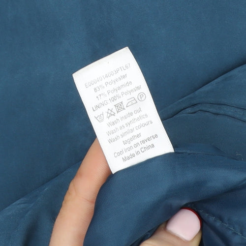 Bm Women Blue Hooded Parka Jacket Size M Lined Mid-Length Coat