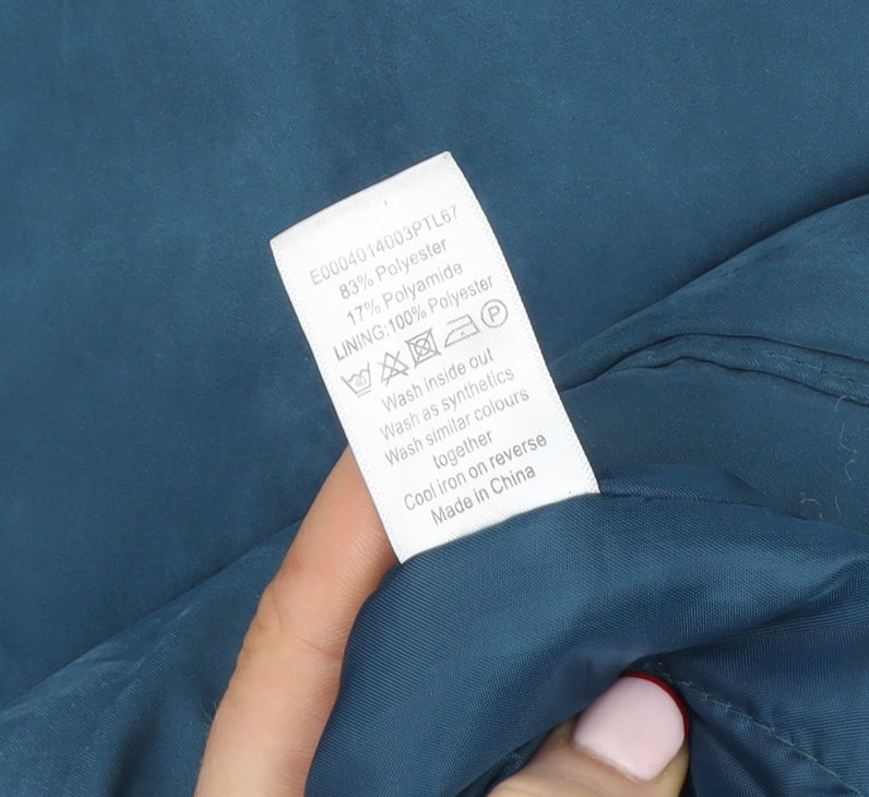 Bm Women Blue Hooded Parka Jacket Size M Lined Mid-Length Coat