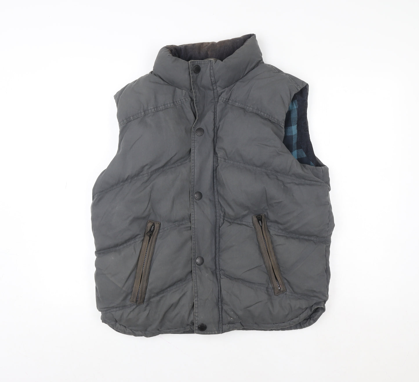 White Stuff Men's Grey Cotton Padded Bodywarmer Gilet Waistcoat S