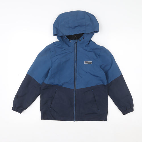 F&F Boys Blue 7-8 Years Hooded Colourblock Rain Jacket
