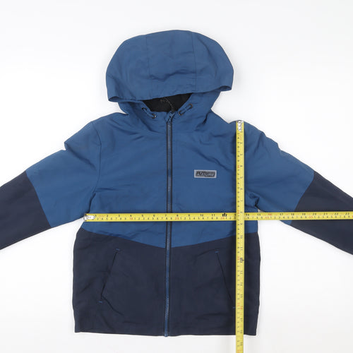 F&F Boys Blue 7-8 Years Hooded Colourblock Rain Jacket