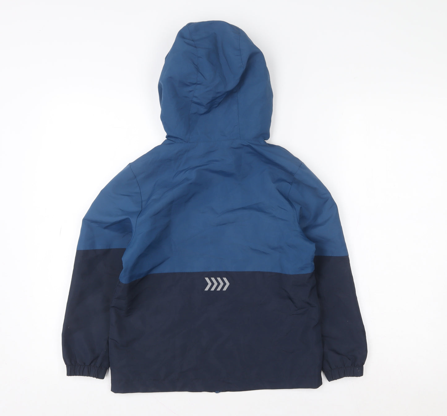 F&F Boys Blue 7-8 Years Hooded Colourblock Rain Jacket