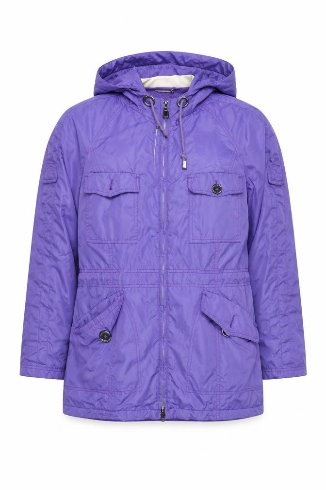 Front view of Steilmann Women's Purple Hooded Anorak Jacket, size S, Polyester Blend