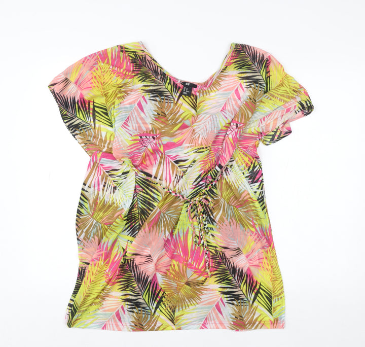 H&M Women's Multicoloured Tropical Tunic Blouse XS